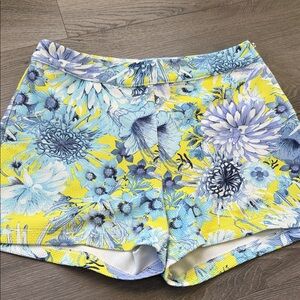 Lucy Paris Yellow Floral Shorts with Blue Print